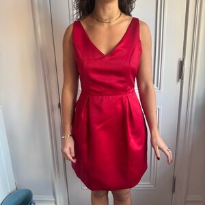 NWT Ellison Vivid Red satin v-neck Mini Dress size medium
